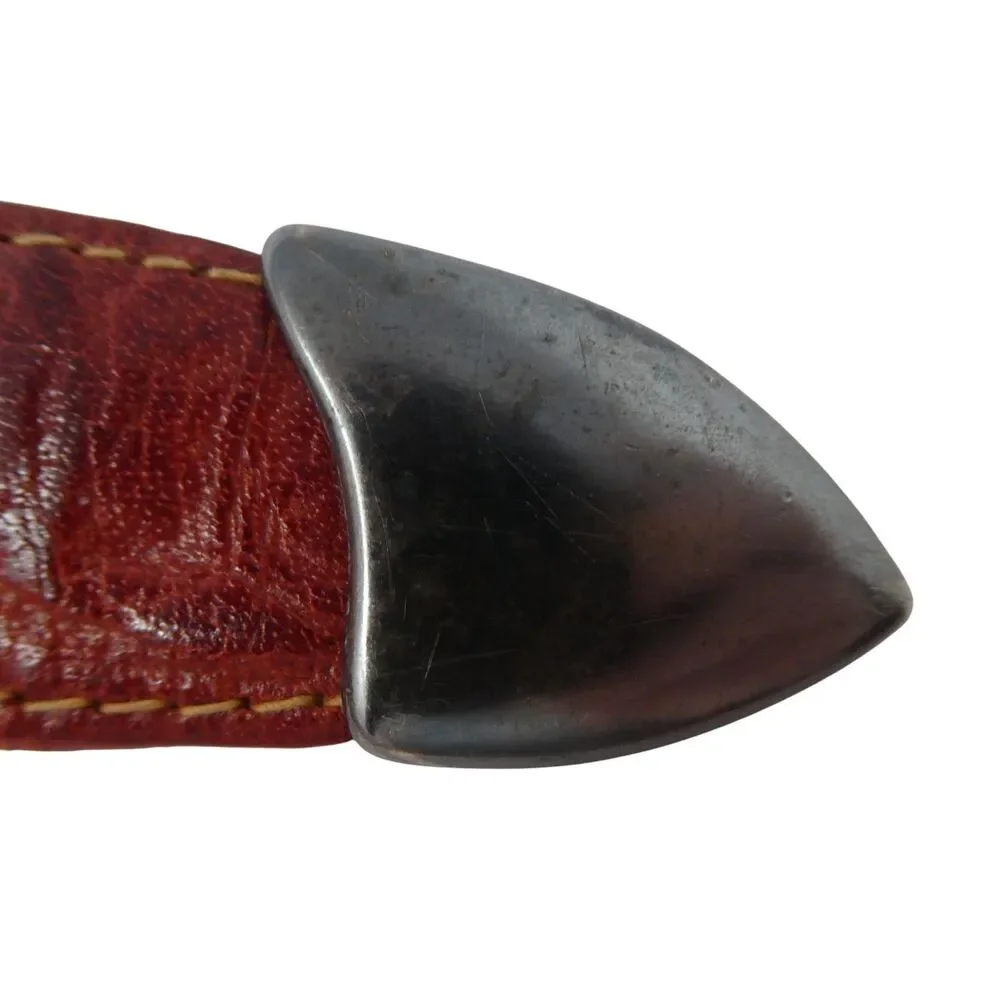 Cipriani Vintage 80s Red Leather Italian Alligator Calfskin Leather Belt